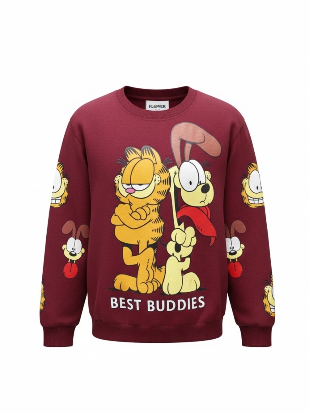 FLOWER  'Best Buddies' Garfield Crewneck Sweater (Maroon SOLD/ Yellow AVAILABLE)